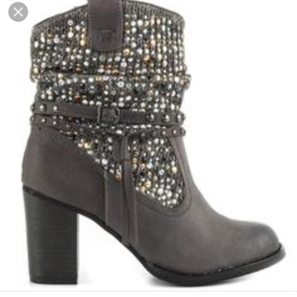 BLACK Ankle Boots with Silver and Gold Accents